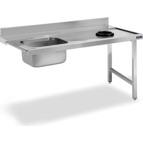Table de Prélavage Inox avec Trou de Vide-Déchets, Bac à Gauche et sans Étagère - Distform