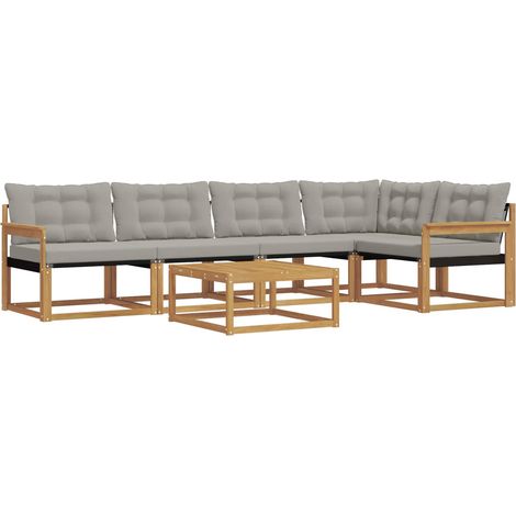 Conjunto de sofás de exterior 6 pcs Blanco y Gris Claro vidaXL