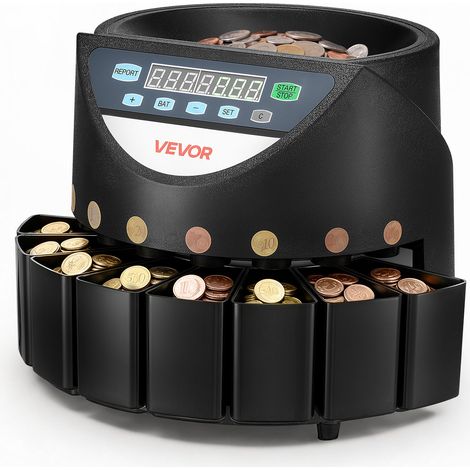 Compteuse Trieuse de Pièces 8 Valeurs Écran LED Capacité 850 Pièces, Machine à Compter des Pièces Jusqu'à 147 Pcs par Minute, Fonction de Traitement par Lots, pour Compter et Trier de Monnaie (1/5)
