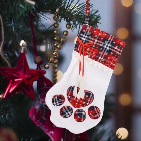 Sacs cadeaux de Noël, chaussettes pour chien, jouets à suspendre, décorations pour poupées et animaux de compagnie (1/5)
