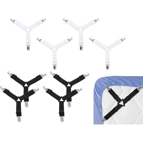 8 Pièces Tendeur Drap Housse, Triangle Attache Matelas, Attache Drap Housse Réglable, Sangles pour Draps de Lit, Élastiques Ajustables Sangle Drap Housse, pour Draps de Lit, Coussins de Canapé (1/5)
