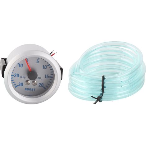 Jauge de pointeur de suralimentation universelle, manomètre à vide 0-20PSI, cadran LED bleu pour moteurs de voitures (1/5)