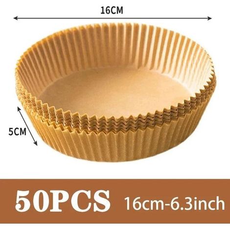Papier sulfurisé pour friteuses à air chaud, feuilles de cuisson antiadhésives jetables pour four. Format : 50 pièces, diamètre 16 cm.