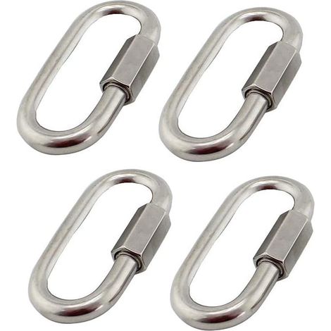 Lot de 4 M6/0.24" Maillon Rapide en Acier Inoxydable 304, Mousqueton INOX à Vis Ovale en Forme de D Très Résistants pour Extérieur/Intérieur,Camping et Randonnée (1/5)