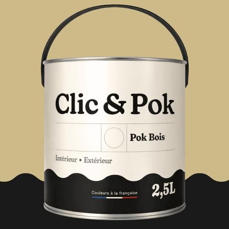 Peinture Bois Extérieur – POK BOIS - 2,5L - RAL 1000 - Beige vert- Résistante aux intempéries - Ne s'écaille pas