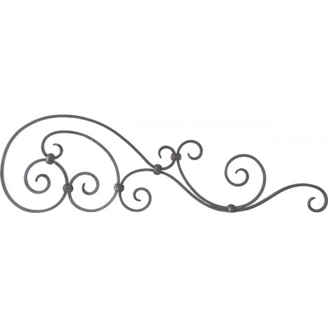 Deco Fer Forge – Long décor 4 volutes 225mm x 750mm – Fer forgé brut à souder – Renforce la sécurité des portails et clôtures – Décoration personnalisable