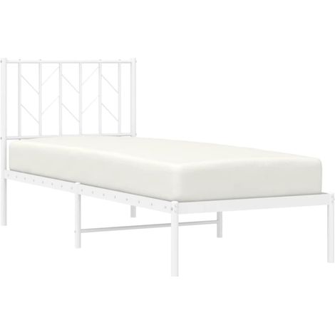 vidaXL Metallbettgestell ohne Matratze mit Kopfteil weiß 75x190cm