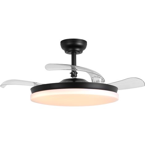 Parrot Uncle Deckenventilator mit Licht 106 cm, ausziehbare Flügel, leiser DC-Motor 36 W, 6 Geschwindigkeiten, Sommer-/Winterfunktion, Fernbedienung & Timer, modernes Design, Schwarz