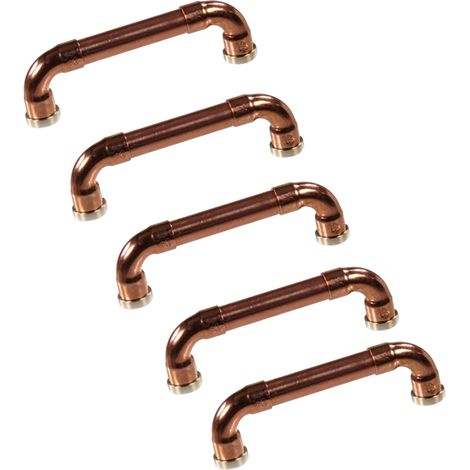 Lot de 5 Poignées de meuble cuivre "Industriel" - Entraxe 96mm Ø12 - Arcanaute (1/2)