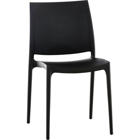 Silla de jardín de plástico negro diseño sencillo apilable 100000013