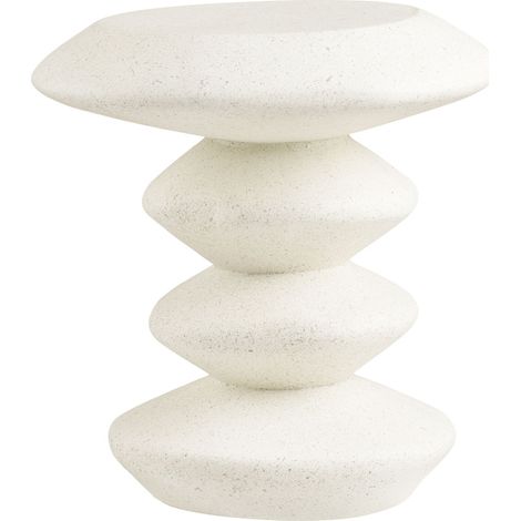 Tavolino da appoggio Blackburn in fiberclay bianco forma scultorea 43x39x45 cm
