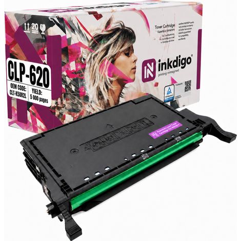 Tóner Inkdigo CLT-K5082L compatible con Samsung CLP-620, CLX-6220FX y CLP-670. Certificado por TÜV. (1/5)