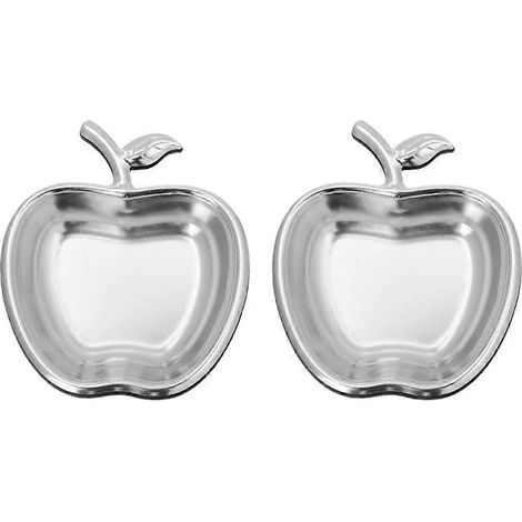 Lot de 2 coupelles à sauce en acier inoxydable pour trempettes et condiments-10X9CM-Silver (1/4)