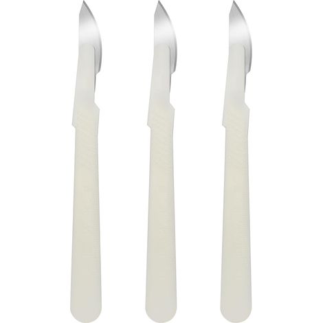 Set di 3 affettatrici per pane con impugnatura ergonomica, design elegante, realizzate in plastica bianca e metallo. (1/5)