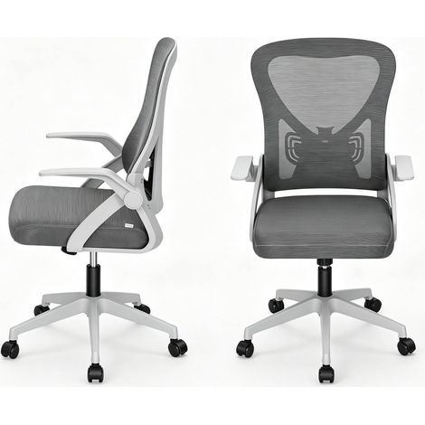 Sedia da ufficio ergonomica girevole HOMVRA grigia con schienale in rete (1/4)