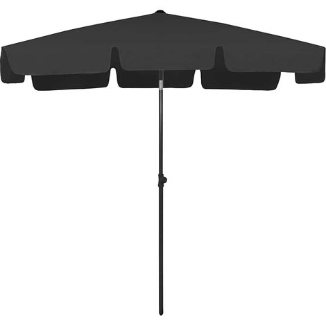 vidaXL Sombrilla de playa negro 200x125 cm (1/2)