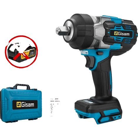 Llave de impacto, par de 2800 N·m, control de velocidad ajustable, sin batería, estuche de plástico. (1/2)