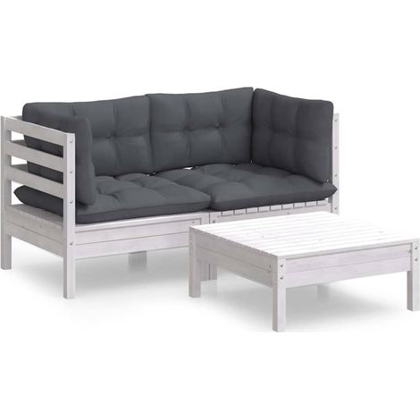Maison Exclusive - 3-tlg. Garten-Lounge-Set mit Anthrazit Kissen (1/5)
