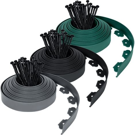 Naizy – Bordure de jardin flexible 10m en polypropylène – Hauteur 5cm – Clous de fixation inclus – Protection pelouse contre gravier et saleté
