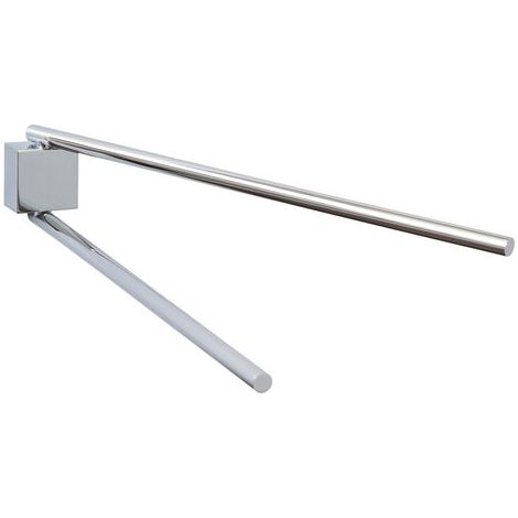 tesa EKKRO Bad Handtuchhalter, 2-armig und schwenkbar, verchromt - zur Wandbefestigung ohne Bohren, inkl. Klebelösung - 428 mm x 50 mm x 87 mm (1/5)