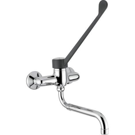 Mezclador monomando de pared con caño giratorio extensible y mando de palanca clínico - Idral