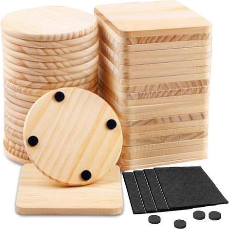 Dessous de verre en bois, sous-verres vierges avec supports (1/5)