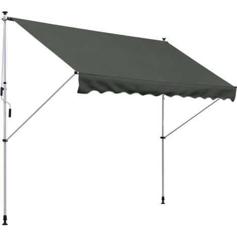 Tenda parasole verticale, 300×150 cm, tenda parasole manuale, parasole verticale resistente al vento, in alluminio, grigio