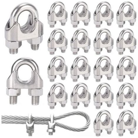 20 Serre Cable Acier 5mm, Serre Cable Inox, Convient pour Fil Ø 5 mm (1/4)