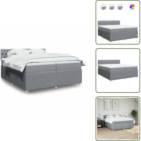 Sommier à lattes de lit avec matelas Gris clair 200x200cm Tissu - Sommier À Lattes De Lit - Sommiers À Lattes De Lit - Lit - Meuble De Chambre À Coucher (1/5)