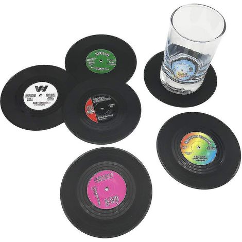 6 Pièces Sous-verre Disque Vinyle Rétro Antidérapant Multicolore pour Café Boisson Salon (1/5)
