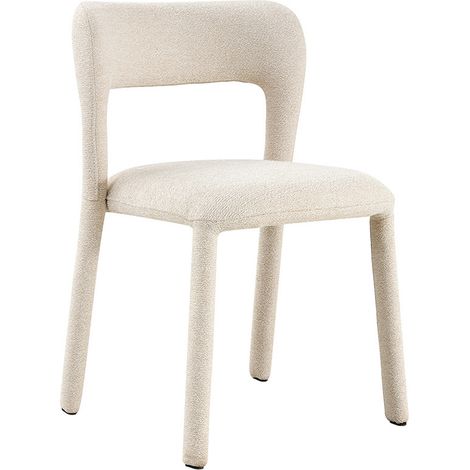 ELVAS - Chaise empilable en tissu bouclette beige (1/5)