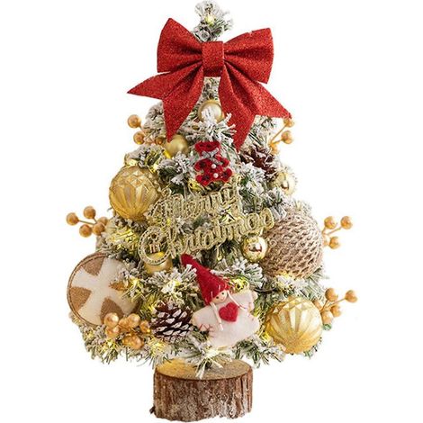 Mini-Desktop-Weihnachtsbaum, 45 cm, Mini-Kleiner Desktop-Weihnachtsbaum mit LED-Licht für Urlaub, Party, DIY-Dekoration (oder) (1/3)
