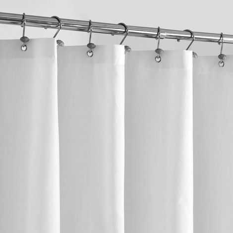 Rideau de douche en tissu imperméable avec pierres lestées - doublure de rideau de douche en tissu doux de qualité hôtelière, léger, lavable en machine - 180 x 180 cm, blanc - Crezuo (1/4)