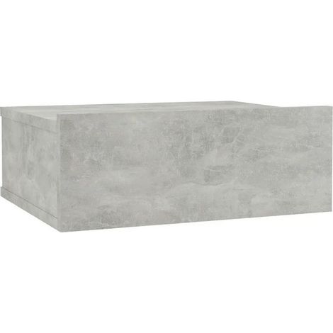 Table de chevet suspendue 1 tiroir bois effet béton Komen (1/4)