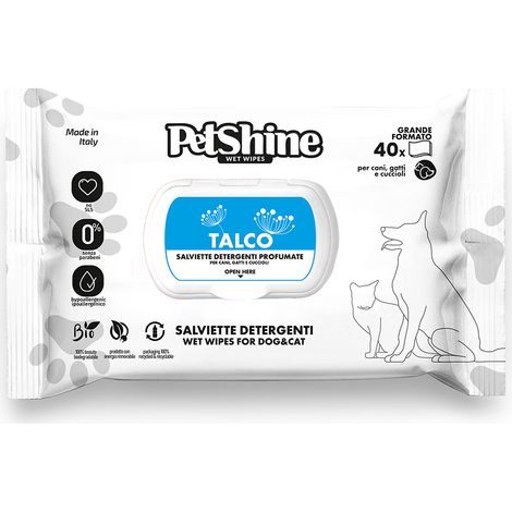 Lingettes hygiéniques Porrini pour chiens et chats avec talc