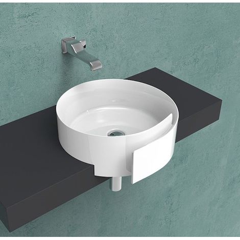 Lavabo Roll semincasso salvaspazio 44 tondo in ceramica bianco