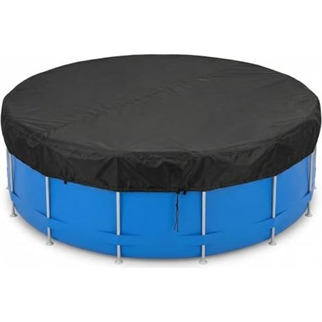 Couverture de piscine ronde 305 cm, toile de protection UV, Oxford 420D, noire (1/5)