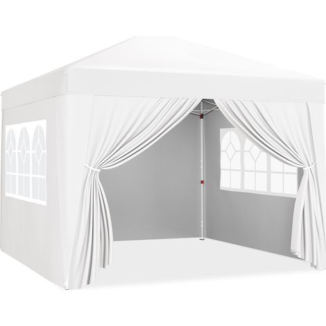 Yaheetech Tonnelle de Jardin 3x3m, Tente de Camping avec 4 Parois Latérales, Tente Pliante pour Jardin Fête Mariage Sport Blanc