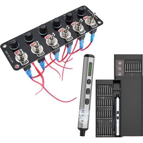 Interrupteur Métallique Multi Trous 12V 24V pour Panneau de Contrôle de Puissance RV Bateau avec Tournevis (1/4)