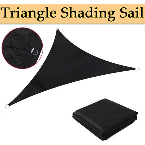 Black UV-resistant garden umbrella, waterproof patio awning, outdoor tent, triangular pool fabric shade sail, 3.6X3.6X3.6M (1/4)