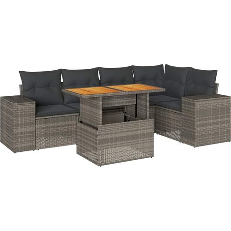 Set Divano da Giardino 6 pz con Cuscini Grigio in Polyrattan vidaXL (1/5)