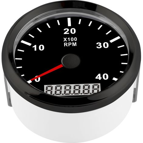 Digitaler LCD-Bootsgeschwindigkeitsmesser, 4000 U/min, 85 mm, schwarzes Zifferblatt, rote Hintergrundbeleuchtung, wasserdicht nach IP67, 12 V/24 V, schwarze Abdeckung (1/5)