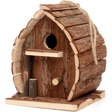 Nichoir en bois naturel rustique, résistant aux intempéries, pour jardins de toutes tailles. (1/5)