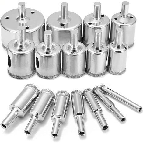 Foret de Diamant, Scies Cloches pour Verre 6-50mm pour Revêtement Diamant, Acier au Carbone pour Verre, Céramique, Porcelaine, Carreaux de Céramique, Marbre (16PCS) (1/5)
