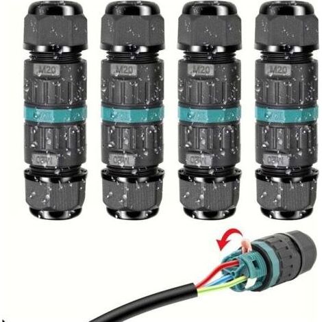 Connecteur Électrique Étanches IP68 - Raccord de Cable 3 Fils Boîte de Derivation Étanche Éxterieur, Domino Etanche Boîte de Jonction pour Câble Ø 9 à 12mm (4 Pcs) (1/5)