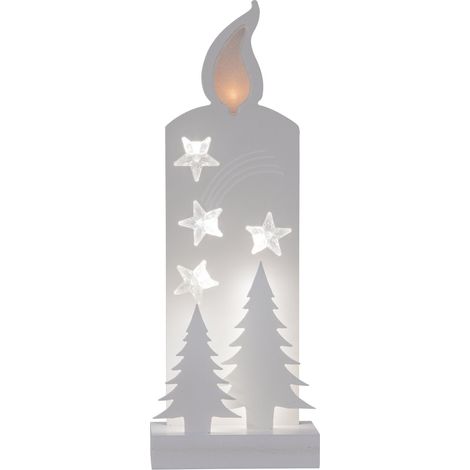 EGLO LED Weihnachtsdeko, Weihnachts-Silhouette Kerze aus Holz in Weiß, Winterlandschaft mit Timer, batteriebetriebene Beleuchtung, warmweiß (1/5)