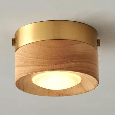Recessed Wooden Ceiling Light for Children's Room, 5W LED Spotlight, Acrylic Lampshade, Modern Style, 3 Colors, Hallway (1/4)