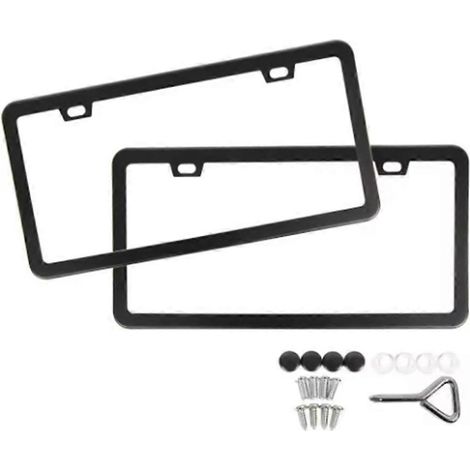 2 supports de plaque d'immatriculation en acier inoxydable noir (applicable aux États-Unis) (1/5)