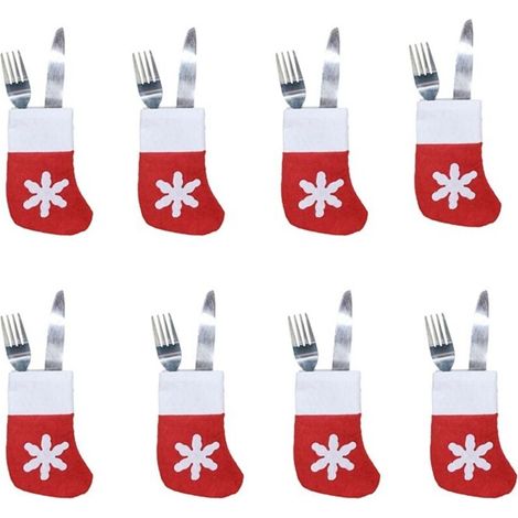 Aiperq Christmas Table Decoration Socks, Kitchen Cutlery Set Silverware Cutlery Holder Pocket 12pcs