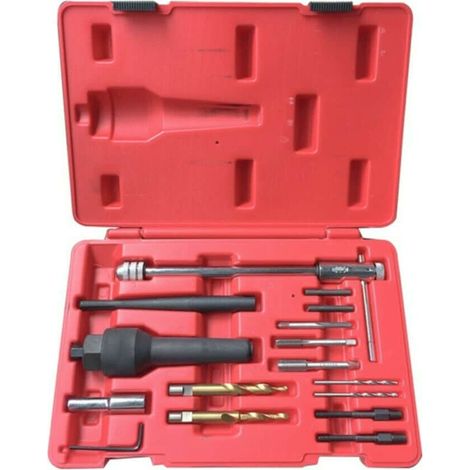 KIT RIMOZIONE RIPARAZIONE CANDELE CANDELETTE ROTTE 16 PZ PEZZI AUTO FILETTI 573